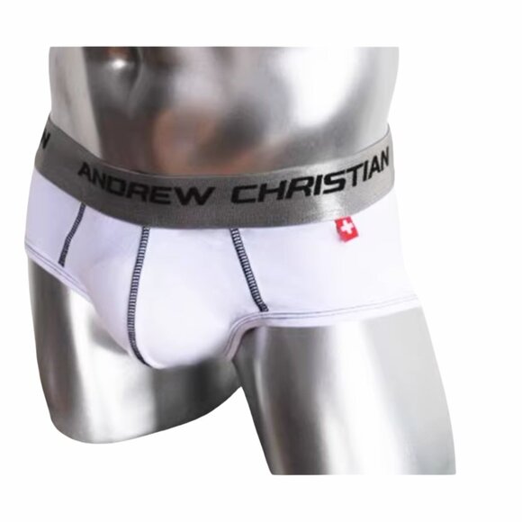 Andrew Christian Vintage Briefs Large White NEW - Picture 2 of 3